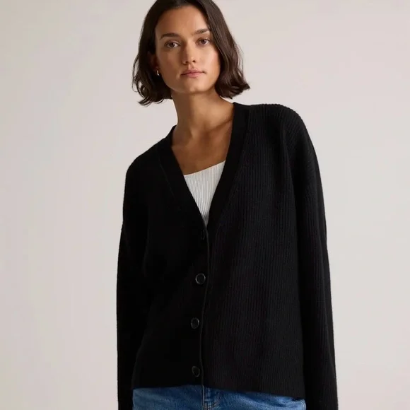 NWOT QUINCE Womens Mongolian Cashmere Fisherman Boxy Cropped Cardigan Sweater XL - Picture 11 of 12